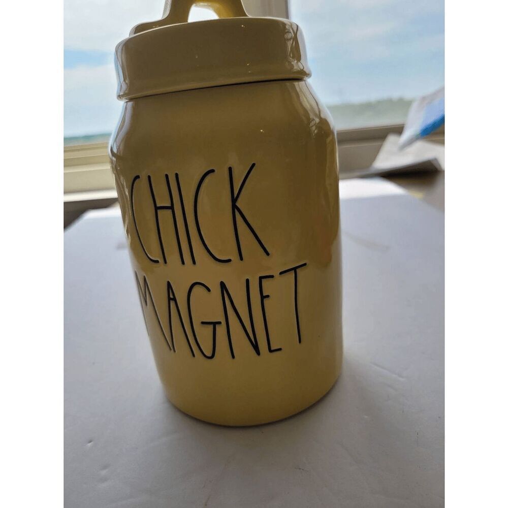 Rae Dunn NEW Canister Yellow CHICK MAGNET with lid Tall Beautiful